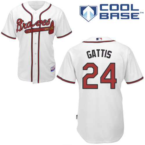 Evan Gattis #24 MLB Jersey-Atlanta Braves Men's Authentic Home White Cool Base Baseball Jersey